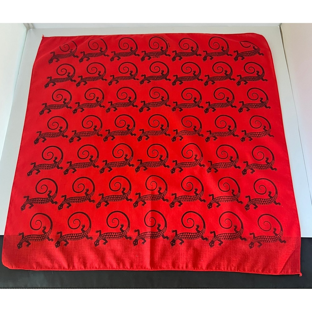 Vintage 1981 Southwest Images Red Lizard Gecko Bandana Cotton Scarf 21x21